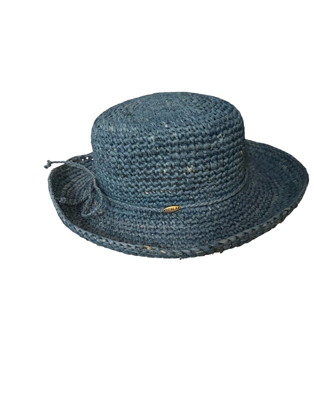 Scalia Teal Blue Woven Straw Sun Hat One Size